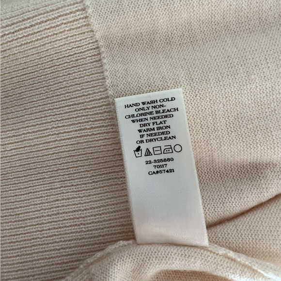 Ann Taylor Merino Wool Long Sleeve Sweater Faux Black Leather Trim Womens M 6 8 - Picture 8 of 10